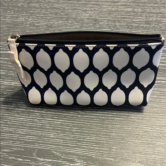 Kate Spade Navy and White Lemon Print Cosmetic Case - Picture 4 of 9